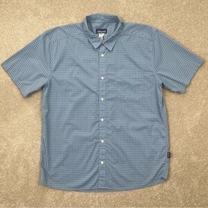 Patagonia Shirt Large Blue Checks Button Up Organic Material Outdoor Preppy Men